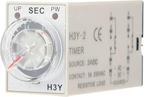 CFTGIW Time Relay 24V DC, H3Y 2 Delay Control Switch 6S H3Y 2 24VDC Delay Relay Time Control Switch Time Switch 24V with Materials Long Lasting Specifically (6S)