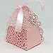 ponatia 50 Pieces/Lot Laser Cut with Ribbon Wedding Party Favor, Wedding Gift Bags Chocolate Candy and Gift Boxes (Pink)