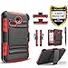 LG Sunrise Case, LG Lucky Case, LG L15G, LG L16C Combo Rugged Shell Cover Holster with Built-in Kickstand and Holster Locking Belt Clip Red + Circle(TM) Stylus Touch Screen Pen And Screen Protector