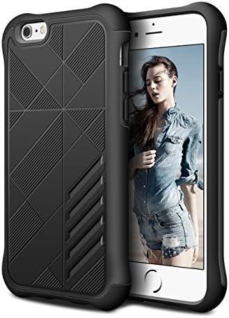 iPhone 6 case ,iPhone 6S case ,MiHua Dual Shield Shock Absorption Protective Heavy Duty Hybrid Cover Case For Apple iPhone 6 (4.7 Inch) (Black)