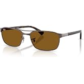 Ray-Ban RB3778 Rectangle Sunglasses for Men for Women | In Gunmetal, Arista Gold &amp; Black. Metal frame. Sizes: 57/60mm.
