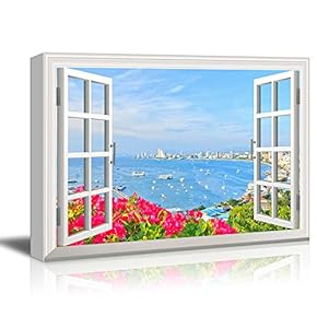Removable Wall Sticker/Wall Mural - Beach of Pattaya | Creative Window View Wall Art - 24" x36