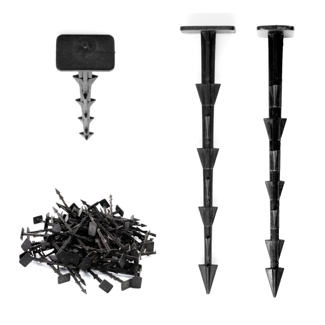 Outdoor Garden Pegs for Membrane, Mesh, Fleece, and Edging, 30-Pack, Heavy-Duty Plastic Landscaping Stakes, Anti-Pull Gardening Anchors, Universal (Fabric Pegs 15cm, 30)