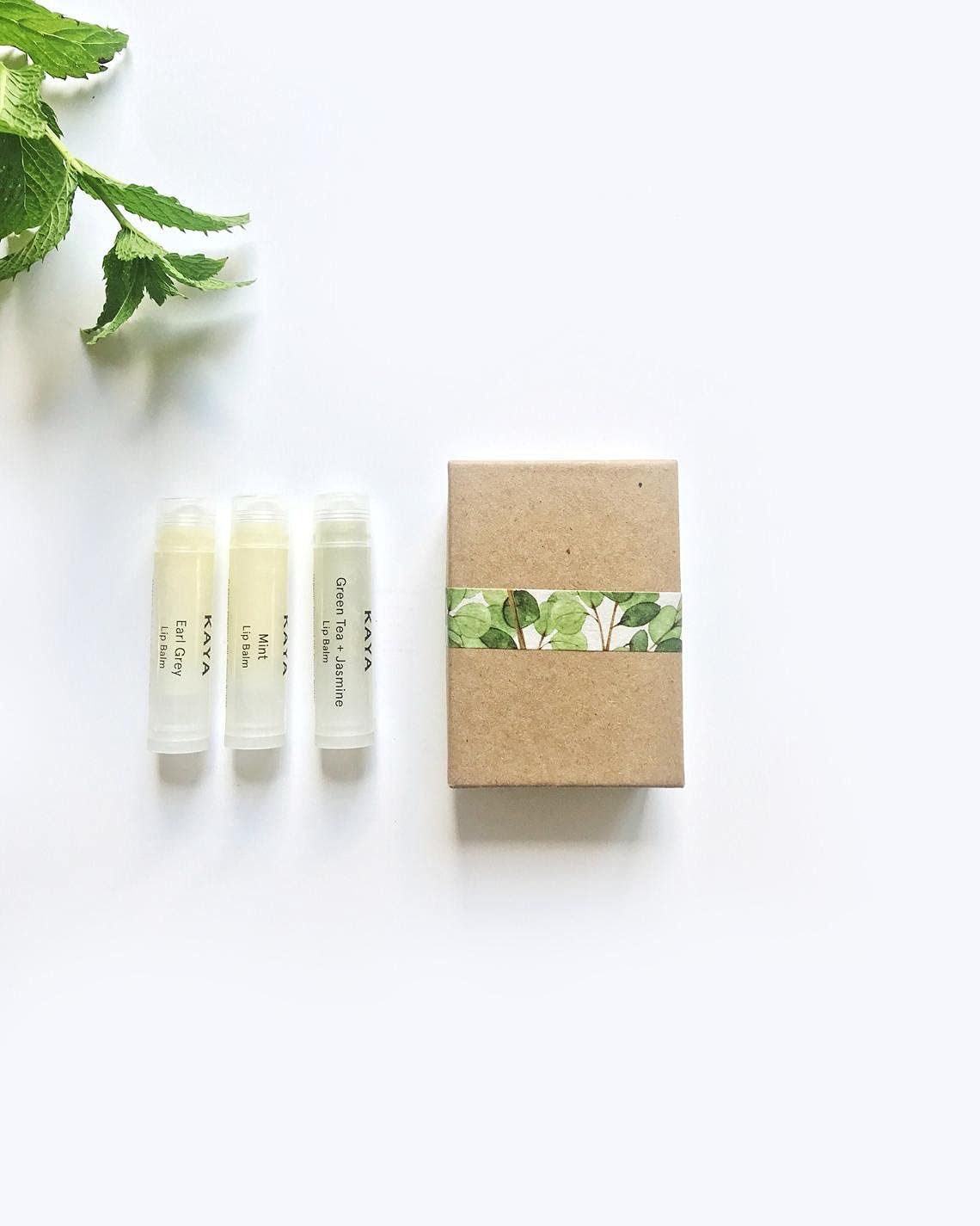 Kaya Earl Grey, Refreshing Mint, Vanilla Lip Balm Gift
