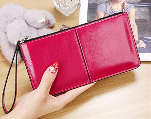 CANDDTION Zipper Clutch Wallet Female Purse Lady Multi-Function Phone Bag Purse rose women wallet
