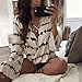 WensLTD Women Loose Long Sleeve Striped Printed Tops Chiffon Blouse (L, White)