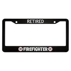 oFloral Retired Firefighter Aluminum Alloy License