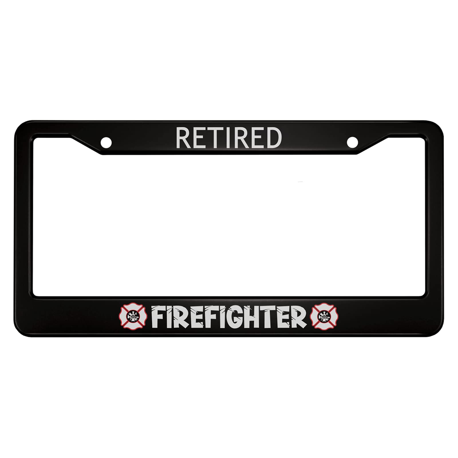 oFloral Retired Firefighter Aluminum Alloy License