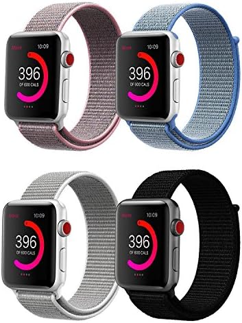 iMoway Apple Watch Band 38mm/42mm Sport Loop iWatch Band (Adjustable Velcro) for Apple Watch Series 1/2/3 Sport Edition (38mm pinksand, lake blue, seashell, pureblack)