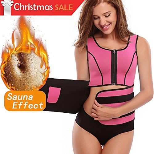 Women Body Shaper Waist Trainer Sauna Vest with Hot Sweat Belt Tummy Fat Burner Sweat Tank M
