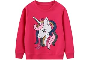PURKARTT Toddler Girls Sweatshirts Long Sleeve Tops Kids Pullover Dinosaur Unicorn Print Shirt 2-7T