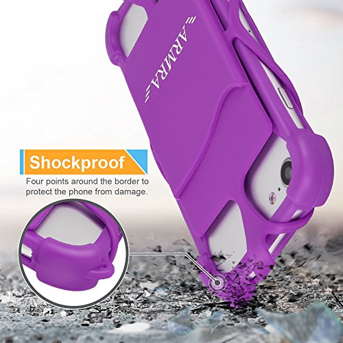 2 in 1 Cell Phone Lanyard Neck Strap Case Universal Smartphone Necklace Shockproof Cover with ID Card Slot Holder for iPhone X 8 7 6 6S 5 SE iPod Touch Samsung Galaxy S8 S7 S6 Edge (Purple)