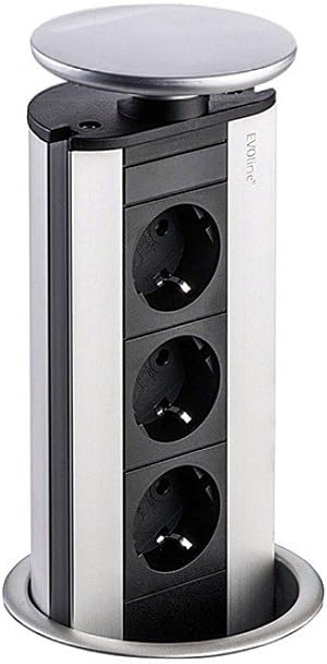 Naber® Evoline Port 1 Silver-Coloured with Built-In plug socket