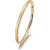 CIUNOFOR 14K Gold Filled Bangle Bracelets for Women with Cubic Zirconia, 6.5"-7.5" Inner Circ. Stainless Steel Cuff Bracelet Thin Bangle