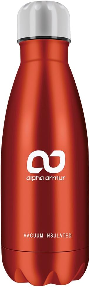 Alpha Armur 20, 26 or 50 Oz Double-Wall Vacuum Insulated Stainless Steel Water Bottle for Cold & Hot Drinks Leak & Sweat Proof Sports Water Bottle/Thermos with Wide Mouth and Tea Filter