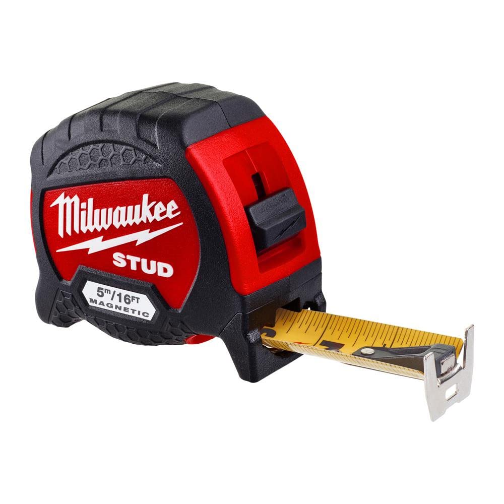 Milwaukee Auto Lock 5m/16ft Tape Measure - GEN2 Magnetic, Metric/Imperial, Improved Ergonomics, Jobsite Durability, Model 4932471628