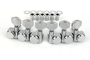 Demusea MAG-603 Guitar Machine Head 3L+3R 1:18 Ratio locking tuning key pegs no screws model for electric and acoustic guitars (Chrome, 3L+3R)