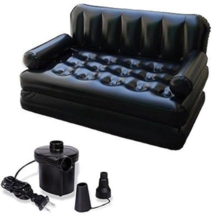 Piyuda 5 in 1 Inflatable Sofa Air Bed Couch with Electric Pump(Black,piyuda-000010)