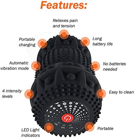 Vibrating Peanut Massage Ball - 3 Rotating Sections – Portable Travel Size – Perfect for Full Body Muscle Recovery, Deep Tissue Massage Therapy, Myofascial Release and Pain Relief - Made in The USA!