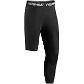 Niksa 1/2 Pack Men's Compression Pants, 3/4 One Leg Compression Tights Men Basketball Leg Sleeve Athletic Base Layer Leggings