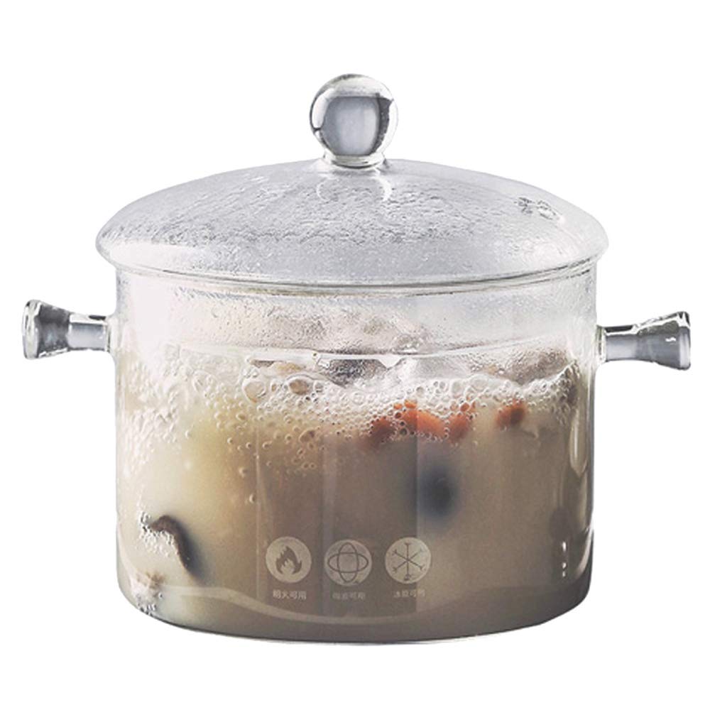 TAMUME 1.5L Glass Pot for Cooking, Double Handle