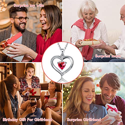 Happy Camp Forever Love Heart Women Necklace 925 Sterling Silver Birthstone Pendant Necklaces for Women with 925 Sterling Silver Chain and 5A Cubic Zirconia Jewelry for Women 18\'\' (Sliver-01-Jan.)