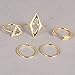 WEHOPS® High Fashion Metal Rings Set 5pcs Punk Rock Style Fashion Jewelry Accessories for Women/Girls Stack Rings Leaf V Rhinestone Joint Rings Knuckle Nail Ring Set W1 Gold