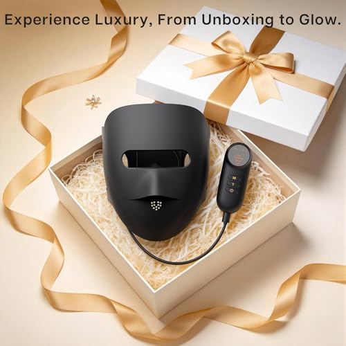 VRAIKO 9D LED Face Mask | Red Light Therapy Mask with 4 Modes, 328 LEDs, 3D Airflow Design & Light-Lock for Ultra-Comfortable Facial Spa | Premium Beauty Gifts for Women Men (Black)