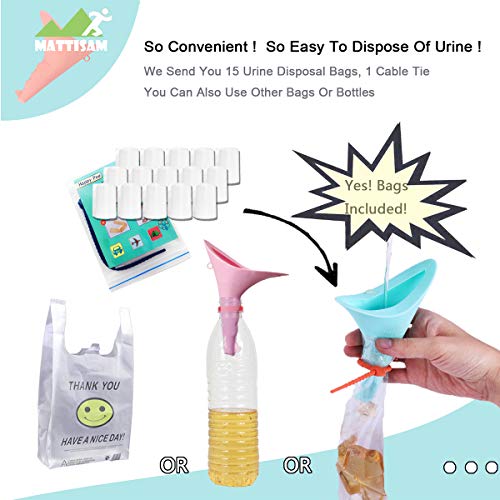 MattiSam Portable Female Urination Device, Discreet Reusable Urinal Funnel | Free Carrying Case, Disposable Urine Bags | Lets You Pee Standing Up, Leakproof, Ideal for Camping, Outdoor, Pregnant Women