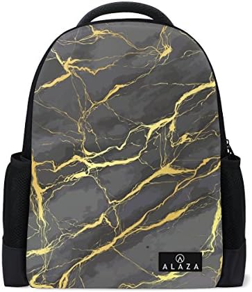 Marble Golden Texture Laptop Backpack High School Bookbag Casual Travel Daypack