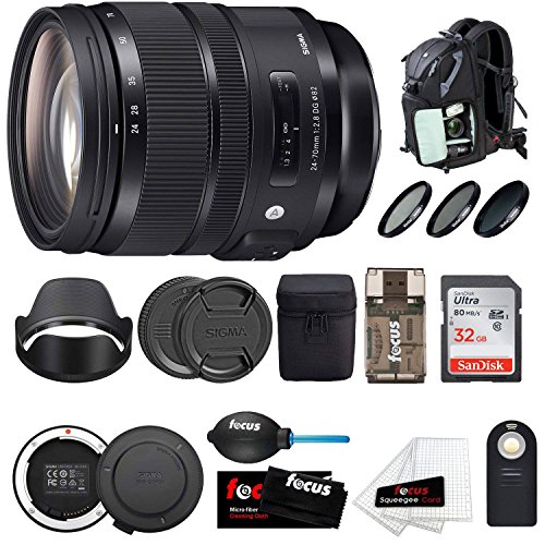 Focus Camera Sigma 24-70mm F/2.8 DG OS HSM Art Lens For Canon EF W/Sigma USB Dock & 32GB SD Card Advanced Photo And Travel Bundle