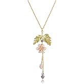 Psycheer Floral Tassel Necklace for Women,Enamel Leaf Pendant Dangle Jewelry Gift for Wife, Mother - Anniversary & Birthday Gift Set