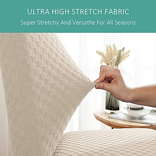 ZHZJ Chair Cover for Dining Room Set of 4，Dining Chair Slipcovers，Parsons Dining Chair Seat Covers for Kitchen Stretch Removable Washable，Beige 4