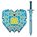 Mekarsoo Weapons Toy Set, Foam Sword and Shield, Children Foam Toys Creative Pretend Play Set for Gifts/Adventure Party/Halloween (Blue Shield & Sword)