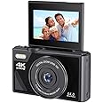 64MP Digital Camera for Photography and Video: 4K Vlogging Camera for YouTube with 3'' Flip Screen and 32GB TF Card, 16X Digital Zoom Digital Camera for Gift (Black)