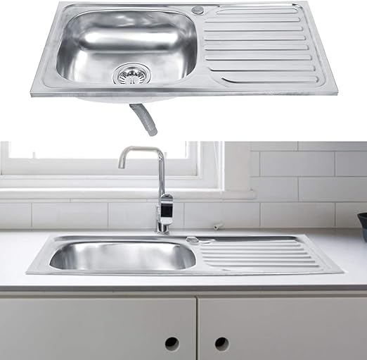 Edelstahlspüle, Einbauspüle mit Ablage Spüle, Edelstahl Waschbecken