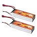 Floureon 2 Packs 40C 2S 6200mAh 7.4V Lipo Battery with Deans Connector for RC Airplane Helicopter Hobby (5.35 x 1.65 x 0.94 Inch)