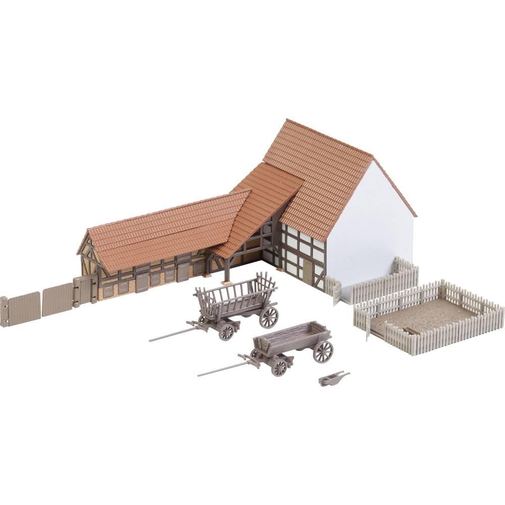 Faller Agricultural Building Model Kit - Barn - Brown and Cream - 125 x 57 x 53 mm - Country - Adult Male Hobbyists, Model Enthusiasts - Adults (14+)