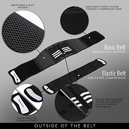 100 % Lumbar Support Back Brace RS3 Adjustable Compression Belt Best for Sports, Fitness, Injury Recovery With Active Lower Spine Support for Sciatica, Pain Relief, Herniated Disc | Men & Women