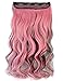 Stepupgirl Hair Extension 20 Inch Brown Mix Pink Two Color Curly Full Head Synthetic Clip on Wig Hairpiece