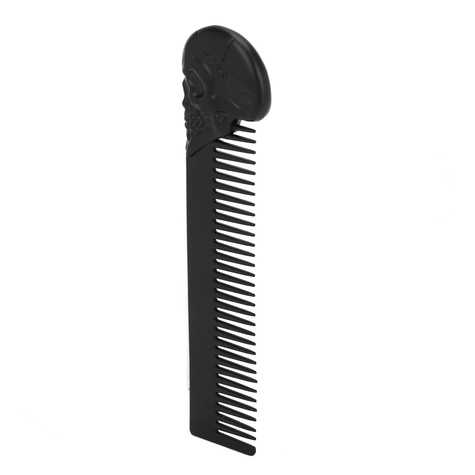 Skull Beard Comb - Pocket Zinc Alloy Hair Styling Mustache Sha Oil Comb With Skull Pattern - Silver (Black)