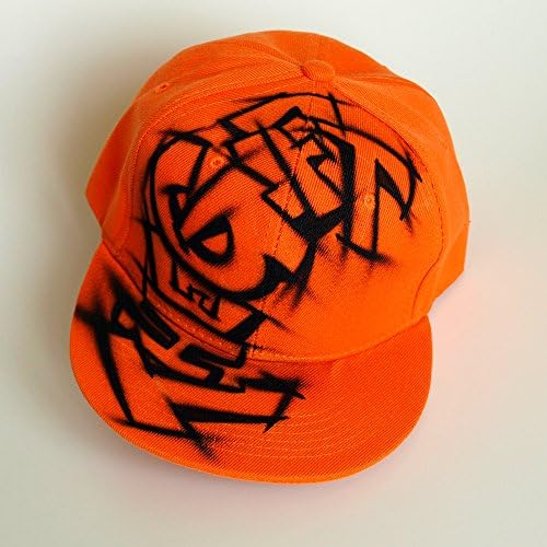 CUSTOM airbrush Snapback hat, GRAFFITI lettering baseball cap, flat peak, One size, adjustable, personalized, hand painted gift for teens, children, kids, men, hip hop full cap, new era, orange