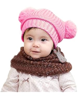 For 6-18 Months Toddler Baby Girls Boys Cute Dual Balls Warm Winter Knit Cap Beanie Hat