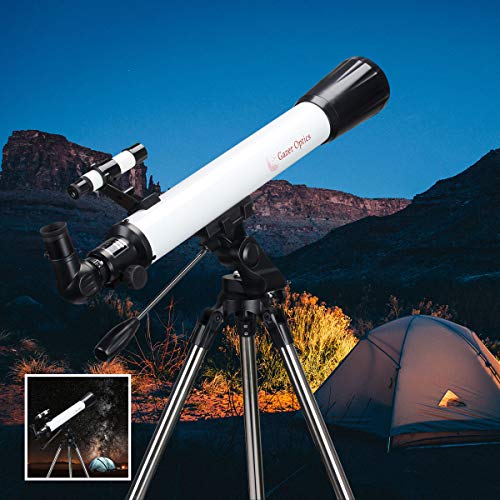 GazerOptics 70mm Refractor Telescope for Astronomy Beginners, Comes with Achromatic Optical System, Steady Tripod and Smartphone Adapter - Perfect for Manual Slow-Motion Celestial Tracking and Imaging