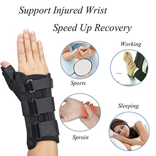 Thumb & Wrist Spica Splint, Adjustable Supportive Wrist Braces for Arthritis, Carpal Tunnel, Soft Tissue Injuries & Trigger Thumb Immobilizer Medium-Left