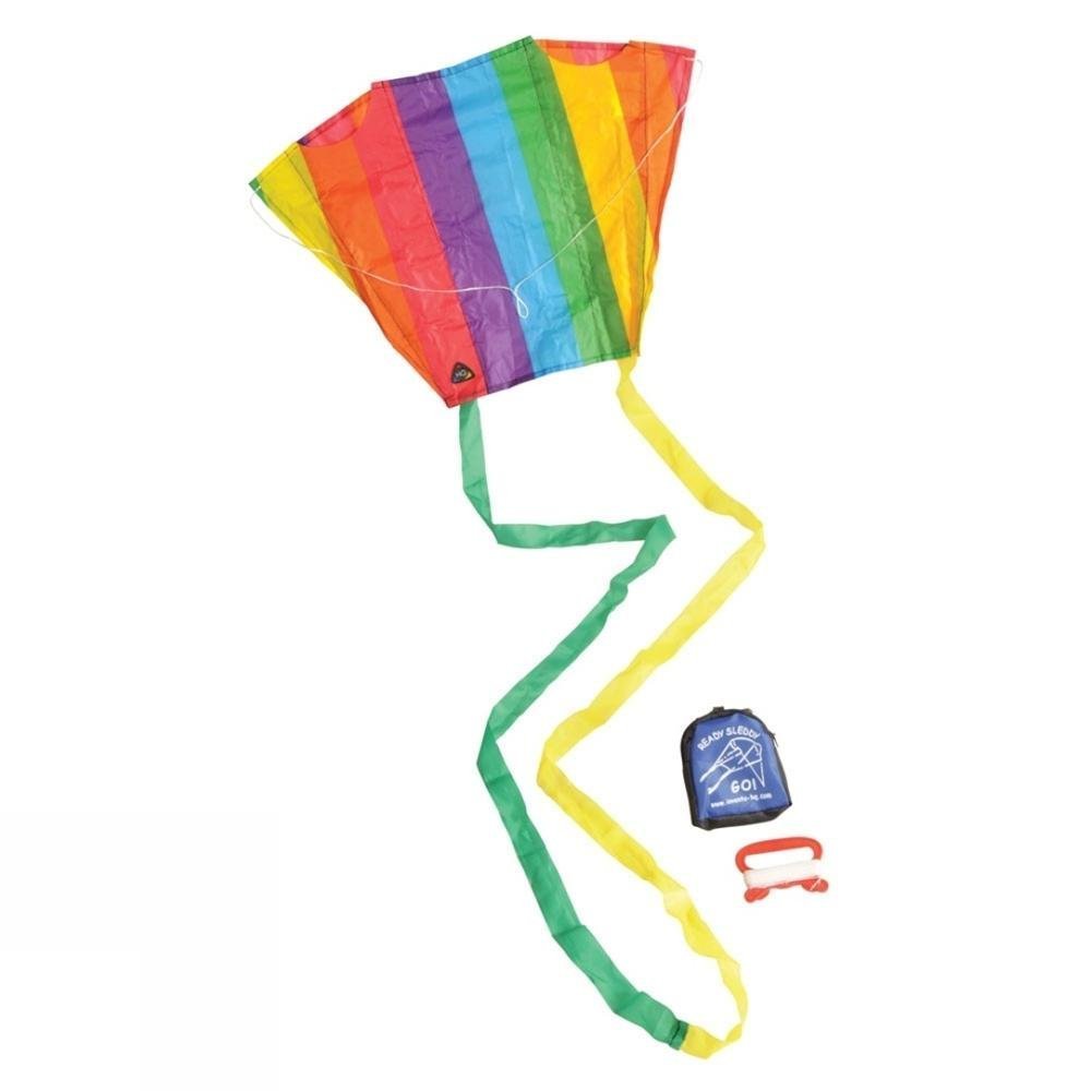 HQ Kites Pocket Sled, Single Line Kite, Color: Rainbow, Active Outdoor Fun For Ages 5 and Up
