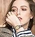Wrist Watches for Women/Ladies/Girls - Leather Wood Watch with 50M Waterproof and Date Display - Premium Golden Analog Quartz Watch with Leather Strap - Gift for Women