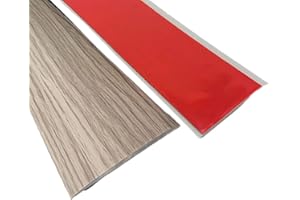 JEWELTH Self Adhesive Flat Floor Transition Strip, PVC Laminate Floor Strip Carpet Transition Strip Floor Threshold Divider Strips, Flooring Edge Trim (5CM/6.56FT, Grey Wood, 1)