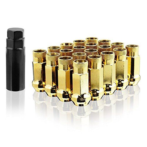 Vimax Open End Aluminum Extended Tuner Wheel/Lug Nuts Set 12mm x 1.25mm Gold (Set of 20)