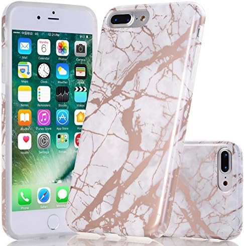 iPhone 7 Plus Case, Wastou [Marble Pattern Series] Slim Fit Anti-Shock Frosted TPU Protective Cover Case for Apple iPhone 7 Plus (2016) / iPhone 8 Plus (Grey Rose Gold)